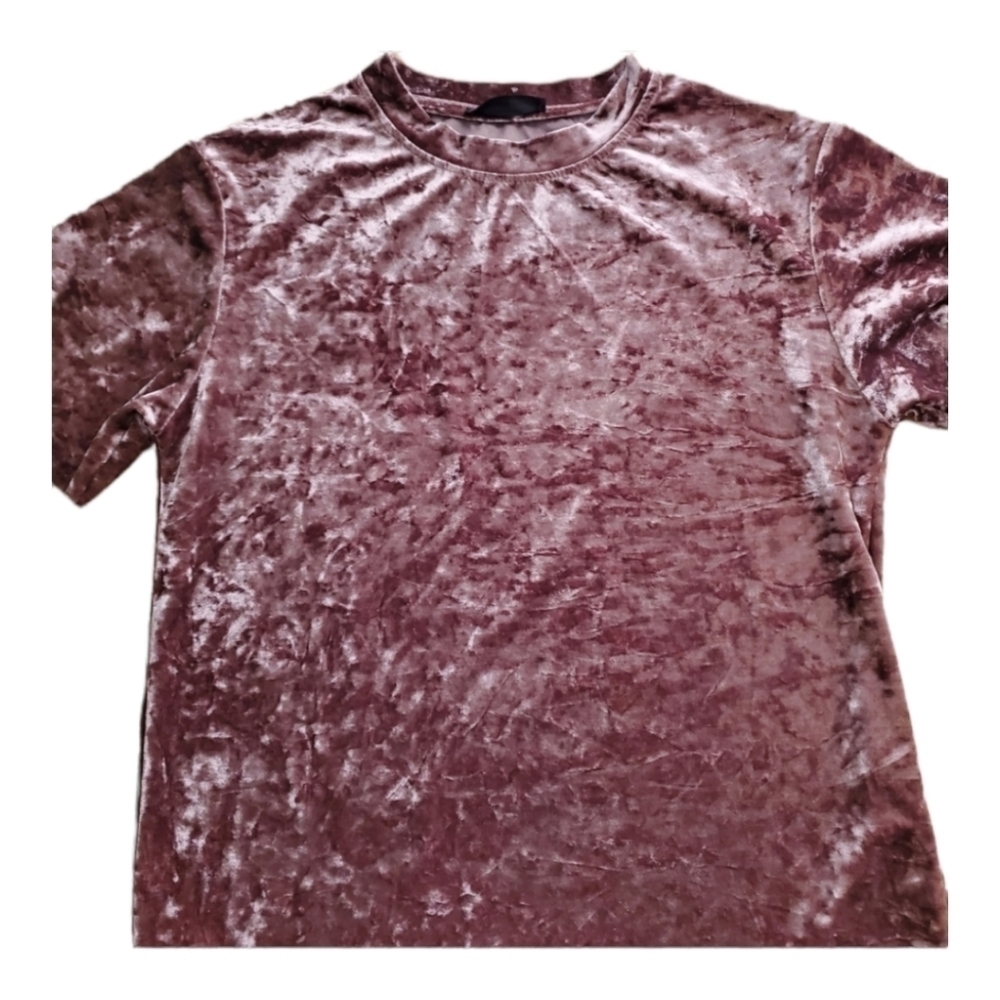 𝅺SHEIN Crushed Velvet Style Short Sleeve Top